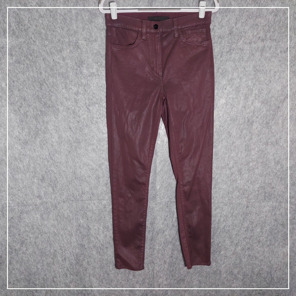 Joe's Jeans Women Pants 28 Burgundy Minimalist Coated Skinny‎ High Rise Denim